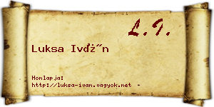 Luksa Iván névjegykártya